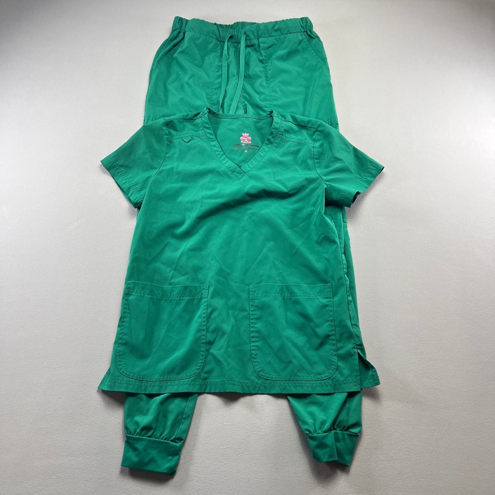 Natural Uniforms Cool Stretch Jogger Scrub Set Women XS Green Medical Modern Fit